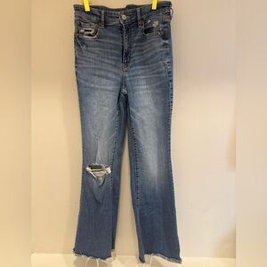 American Eagle Outfitters Light Blue Distressed Flare Jeans